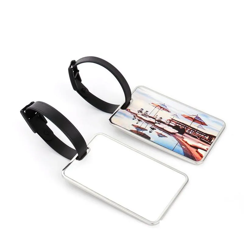 heat transfer metal luggage tag keychain sublimation blank personality aircraft tags hanging buckle diy gift