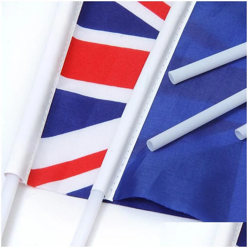 14x21cm uk flag polyester united kingdom festive hand waving flag garden flags banner with flagpole