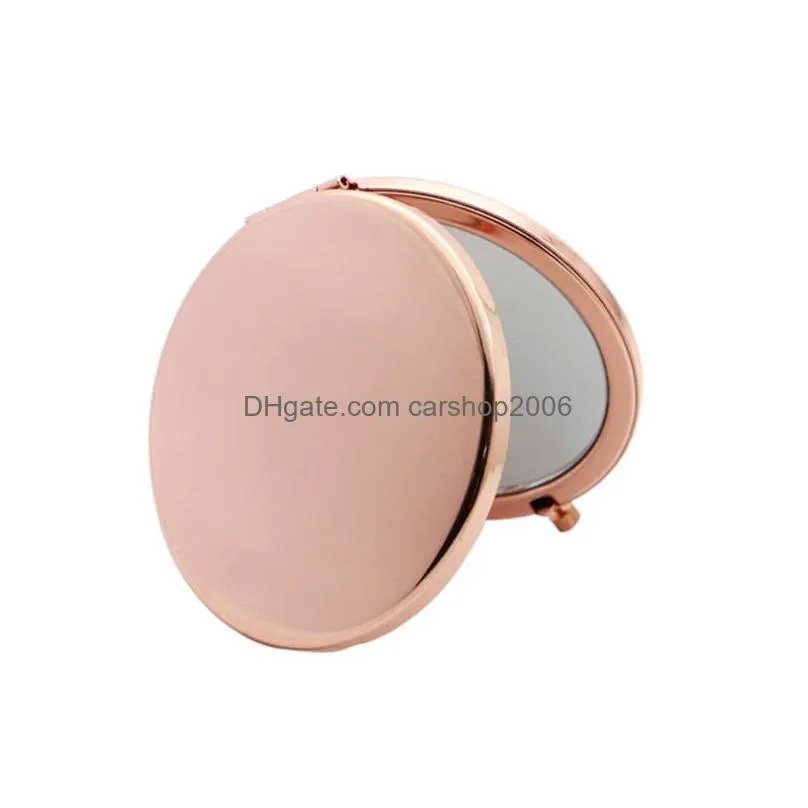 70mm simple metal makeup mirrors travel portable double sided folding mirrors creative christmas gift