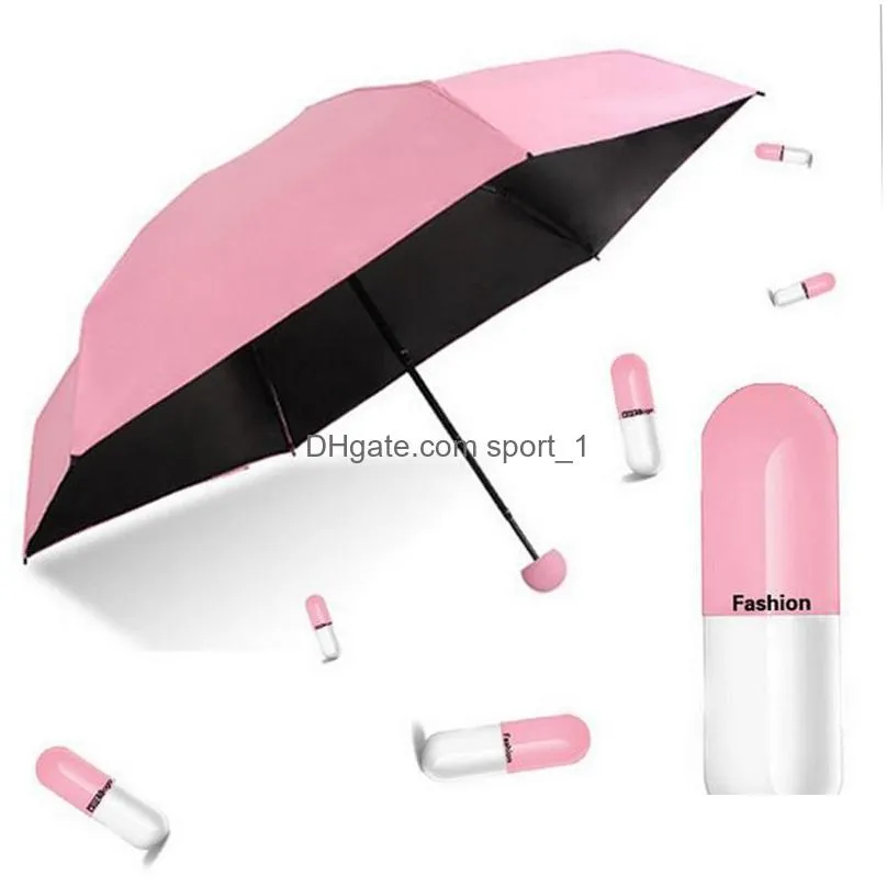 4 colors portable capsule pocket umbrellas mini manual folding umbrella solid color outdoor parasol creative gift