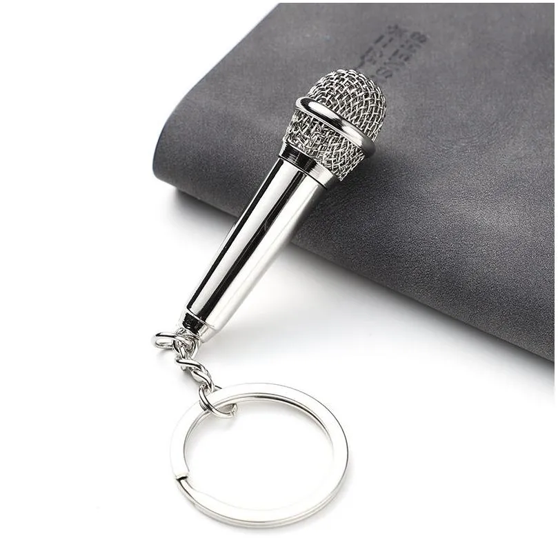 metal keychains mimic microphone keychain pendant valentines day gift