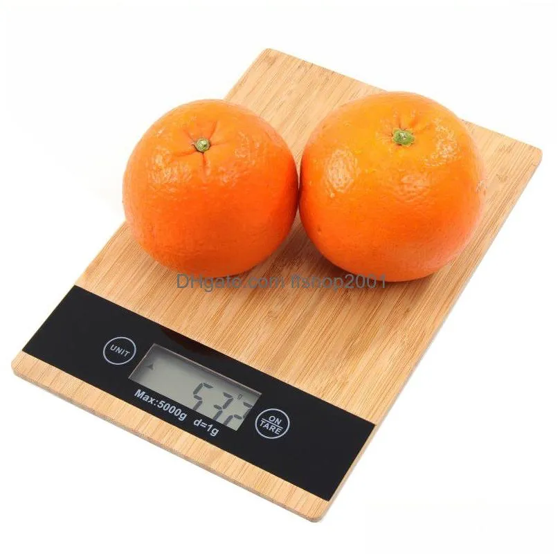 bamboo digital electronic scale square 5kg/1g household kitchen scale baking high precision