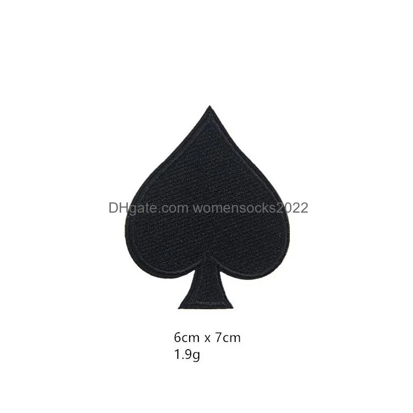 notions playing cards gaming iron ones black red heart embroideredes spades poker appliques for jeans hats shoes clothing