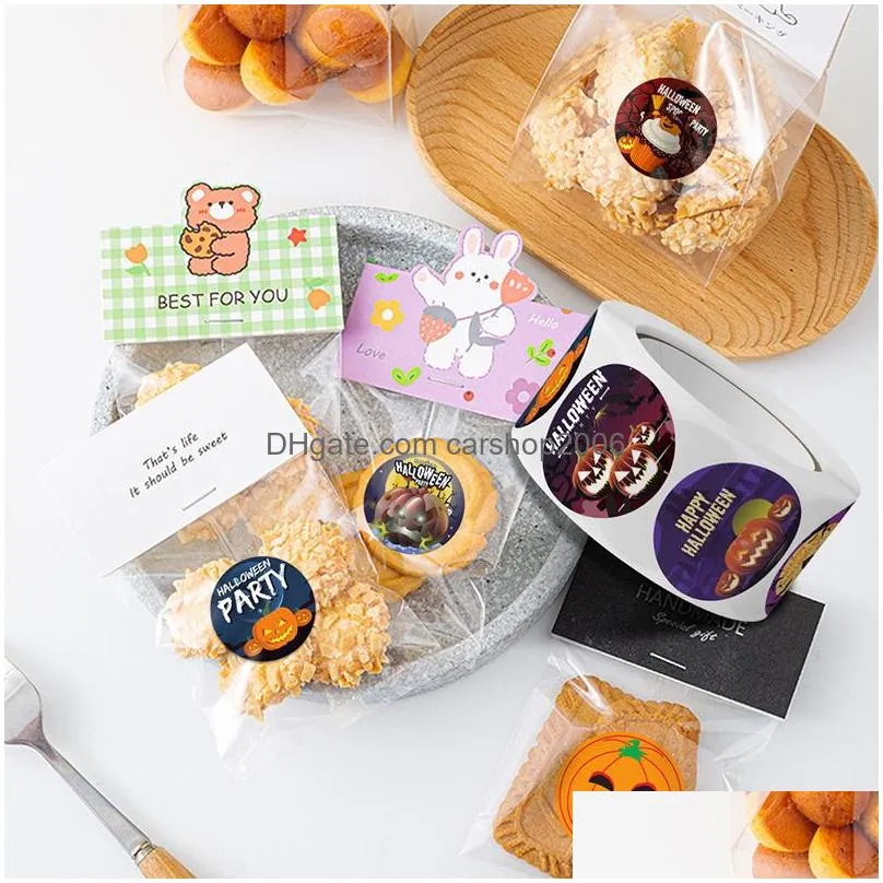 halloween stickers gift wrap 500pcs/roll horror pumpkin round candy wrapping sticker halloween decoration 2.5cm