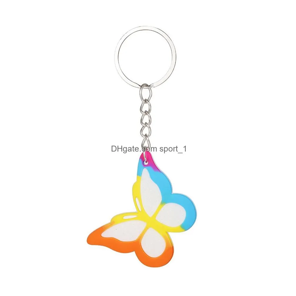 fashion accessories butterfly keychains cartoon pvc keychain pendant christmas gifts key chain keyring