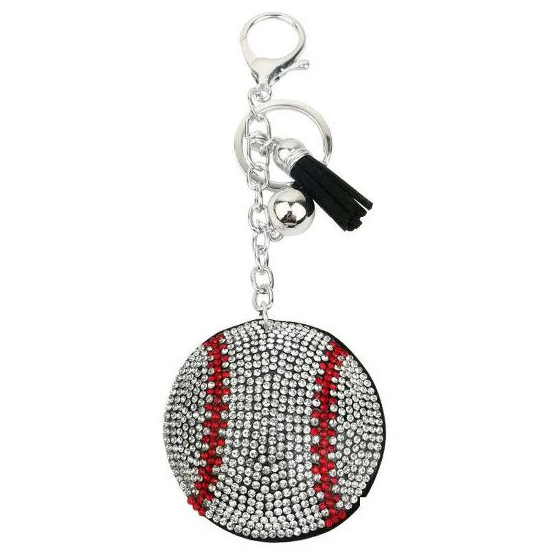 sports baseball keychain diamond keychains luggage decoration key chains keyring fashion accessories