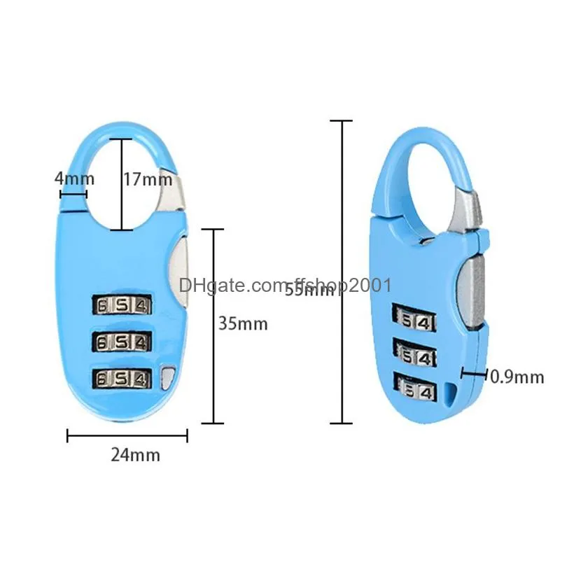 mini zinc alloy padlock portable suitcase stationery password lock 9 color security anti theft digital customs locks