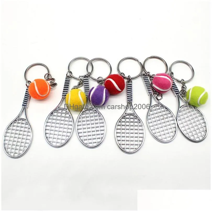 tennis keychain mini metal sports keychain bag decoration key chain craft keyring gift