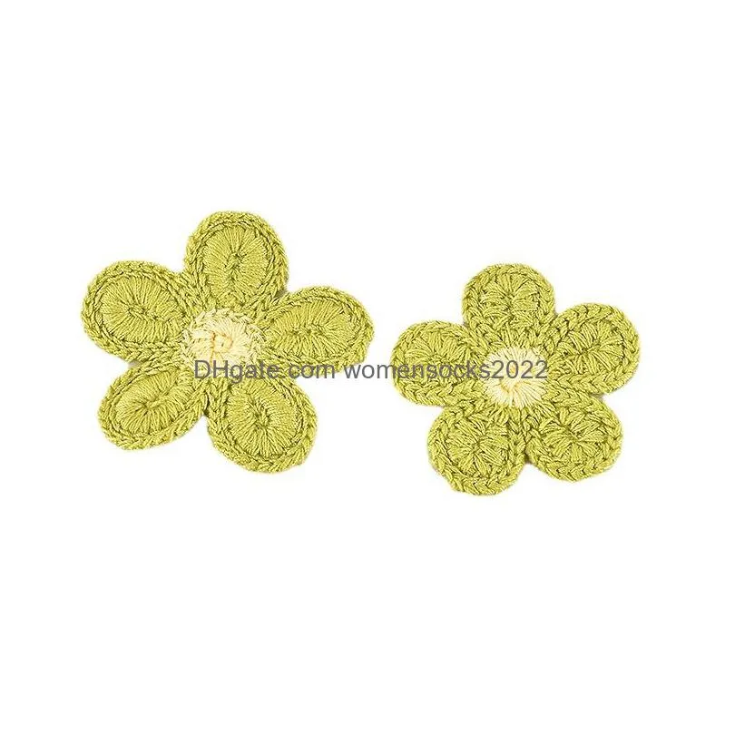 knitting flower embroideryes sewing notions hand crochet candy flowers sew on applique diy clothes hat headbands