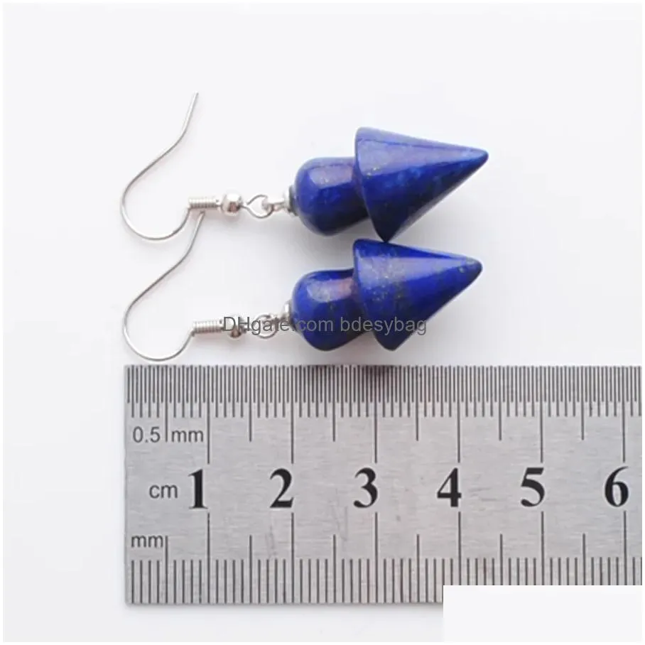 new arrivals dangle hanging earrings for female jewelry natural stone beads mushroom shape lapis lazuli turquoises opal br333