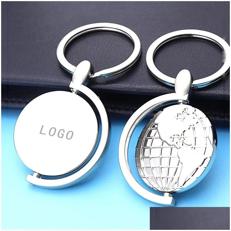 globe keychain rotating metal keychain key chain pendant promotion gift keyring