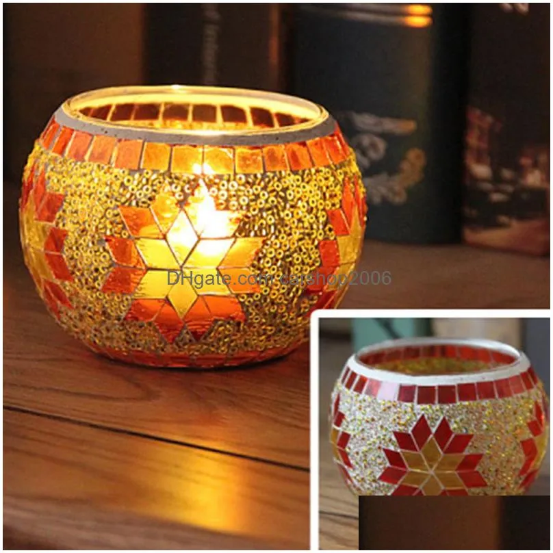 snow christmas candle holders colorful mosaic candlestick romantic candlelight dinner decorative wedding home ornament