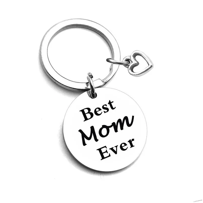 30mm stainless steel keychain mom dad family keychains thanksgiving christmas gift keyring