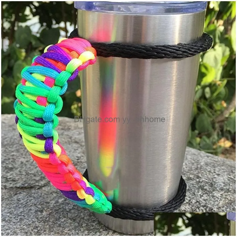 color umbrella rope water cup with drinkware handle multifunctional outdoor hand woven tumbler cover dhs