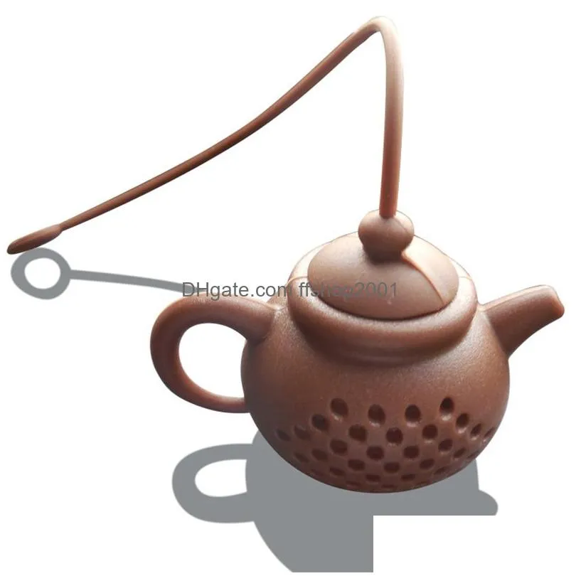 silicone tea infuser tools creativity teapot shape reusable teas filter diffuser soup bag home kitchen accessories 7 colors