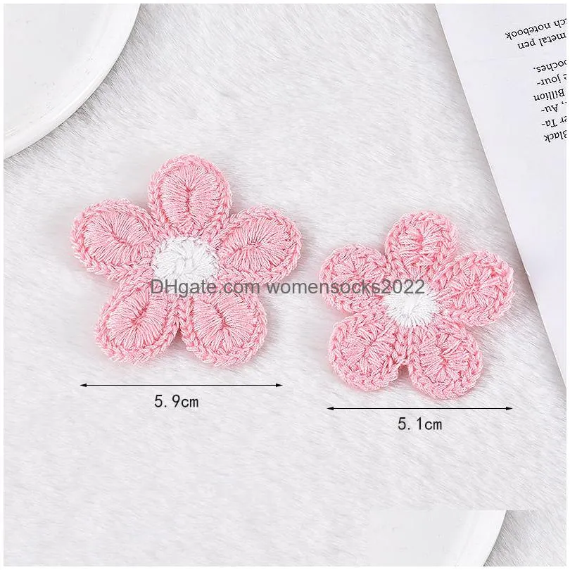 knitting flower embroideryes sewing notions hand crochet candy flowers sew on applique diy clothes hat headbands