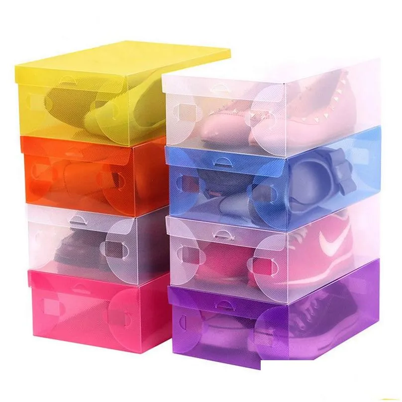 shoe storage box thickened clamshell transparent male and female pp plastic foldable shoes boxes 28x18x9.5cm