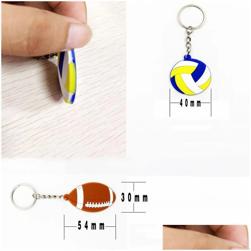 creative keychain pendant football baseball basketball volleyball beach ball rugby key chain pvc keyring small gift