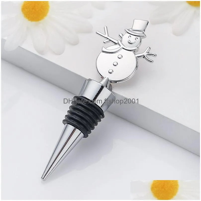 christmas wine stopper bar tools santa claus elk snowflake metal bottle stopper party supplies