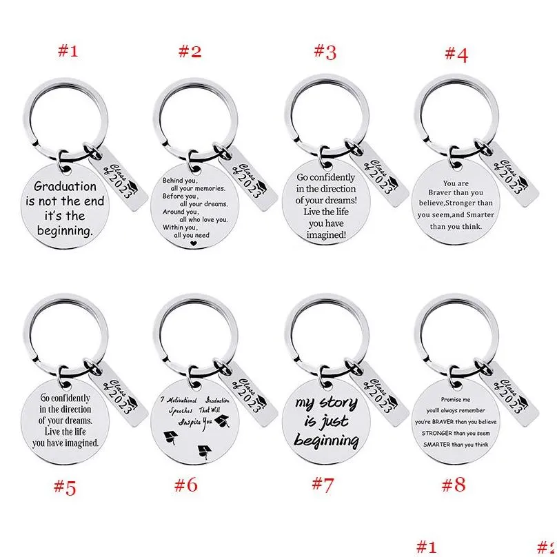 2023 graduation keychain stainless steel keychain pendant luggage decorative keyring key chains