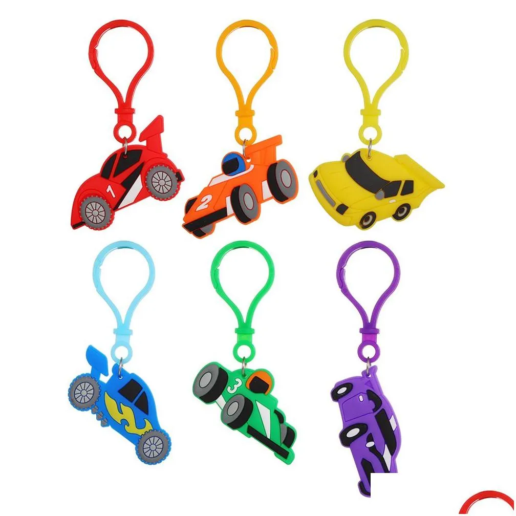 cartoon racing keychain pvc key chain car keychain pendant fashion accessories keyring