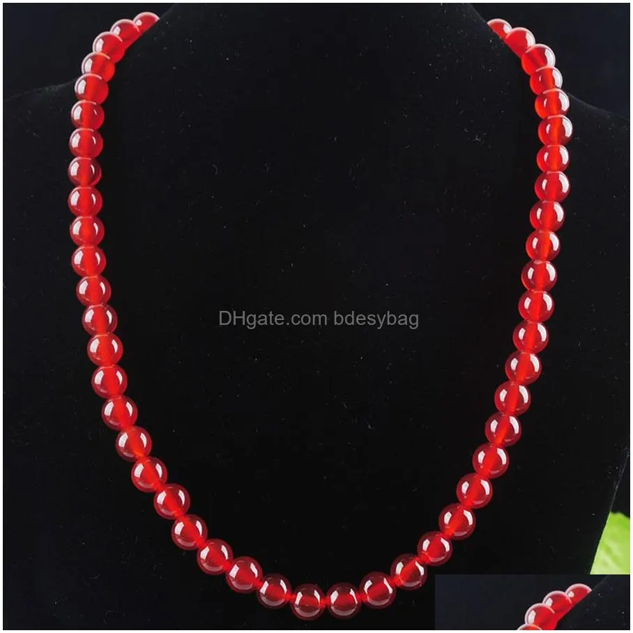 natural gem stone red agates beads 8mm round beaded necklaces strand women fashion jewelry 45cm length popular f3027