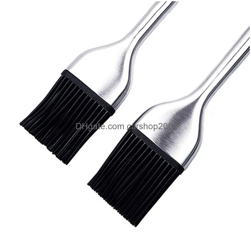 stainless steel oil brushes bbq tools high temperature resistant silicone brush head hangable household baking tool