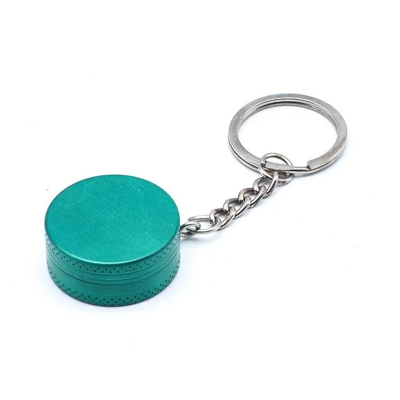 30mm portable smoke grinder keychain zinc alloy metal smoke herb 3 layers cigarette tobacco spice crusher keyring smoking accessories