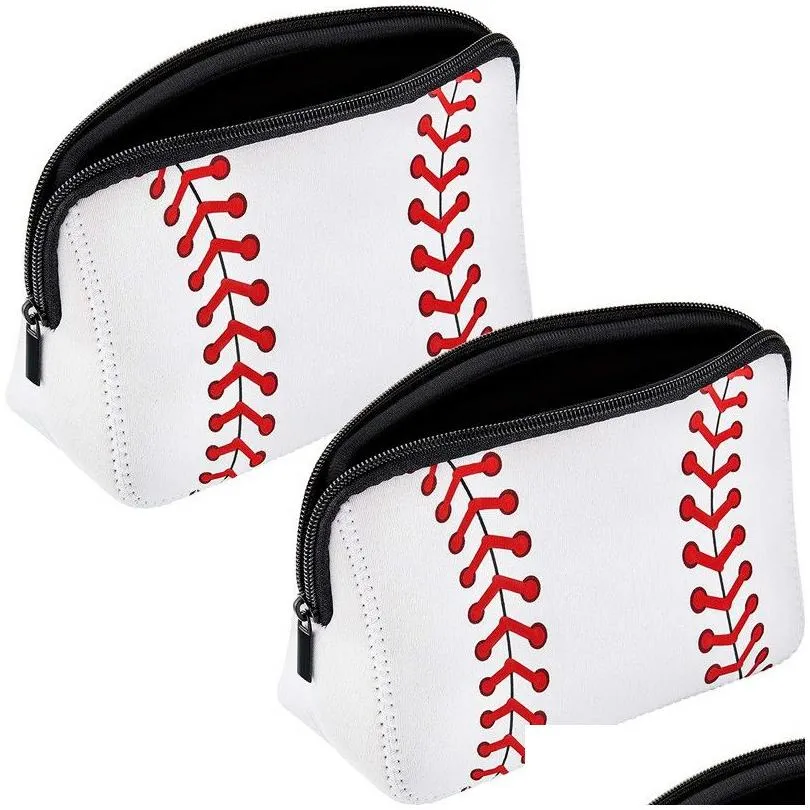 neoprene baseball cosmetic bag party favor printing portable travel storage bag creative gift