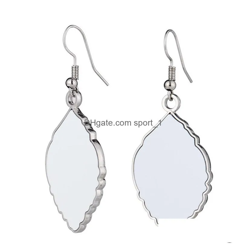 ladies sublimation blank pendant earrings chandelier creative heart shaped water drop metal heat transfer earring diy jewelry