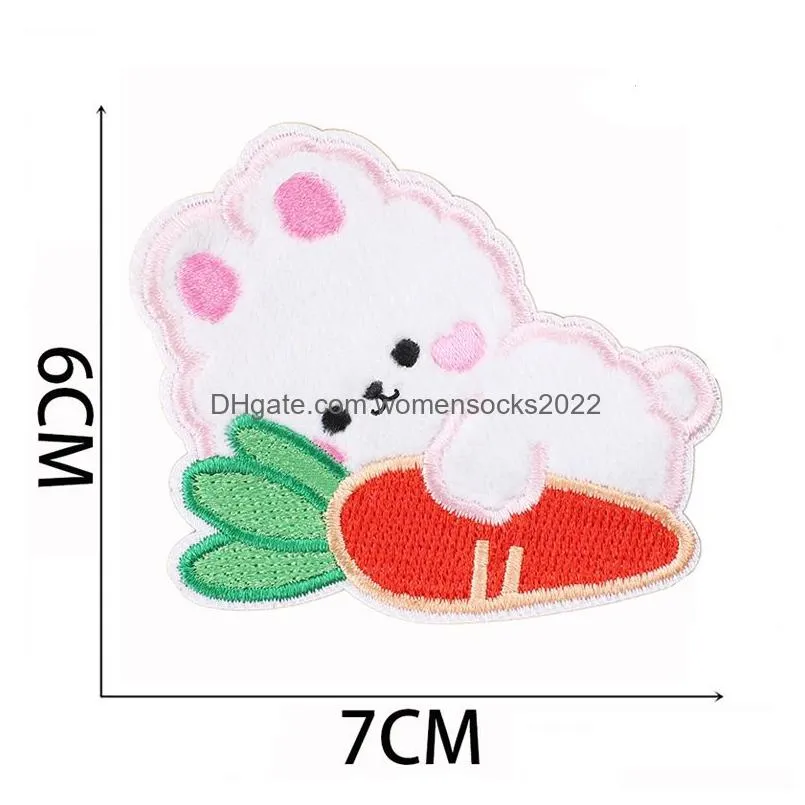 notions cute animal iron ones self adhesive rabbit bear white furry embroidered diy decorative appliques stickers for clothing phone