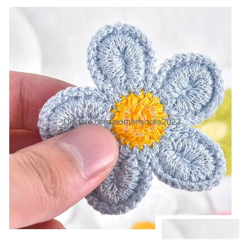 knitting flower embroideryes sewing notions hand crochet candy flowers sew on applique diy clothes hat headbands