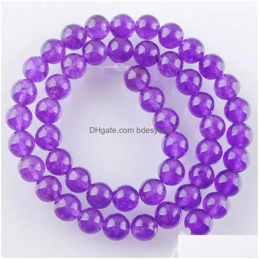 yowost natural purple jade loose beads gemstone round 6mm 8mm 10mm spacer strand for making bracelets necklace jewelry accessories