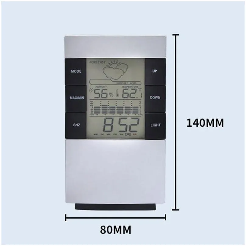 digital wireless lcd thermometer hygrometer temperature instruments electronic indoor temperature humidity meter clock weather station