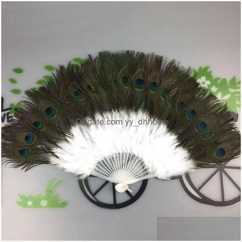 fluffy feather hand fan stage performances craft fans elegant folding feathers fan party supplies