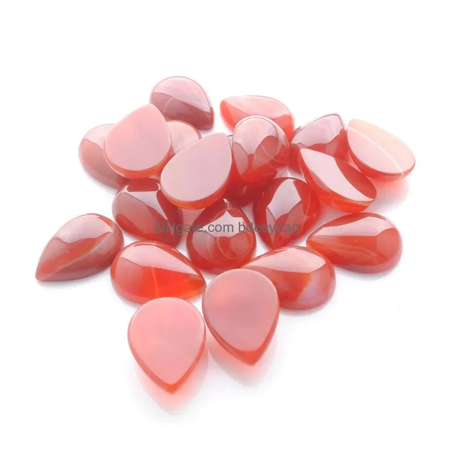 natural stripe red agate gemstones teardrop 13x18mm cabochon no hole loose beads for diy jewelry making earrings bracelets necklace rings accessories