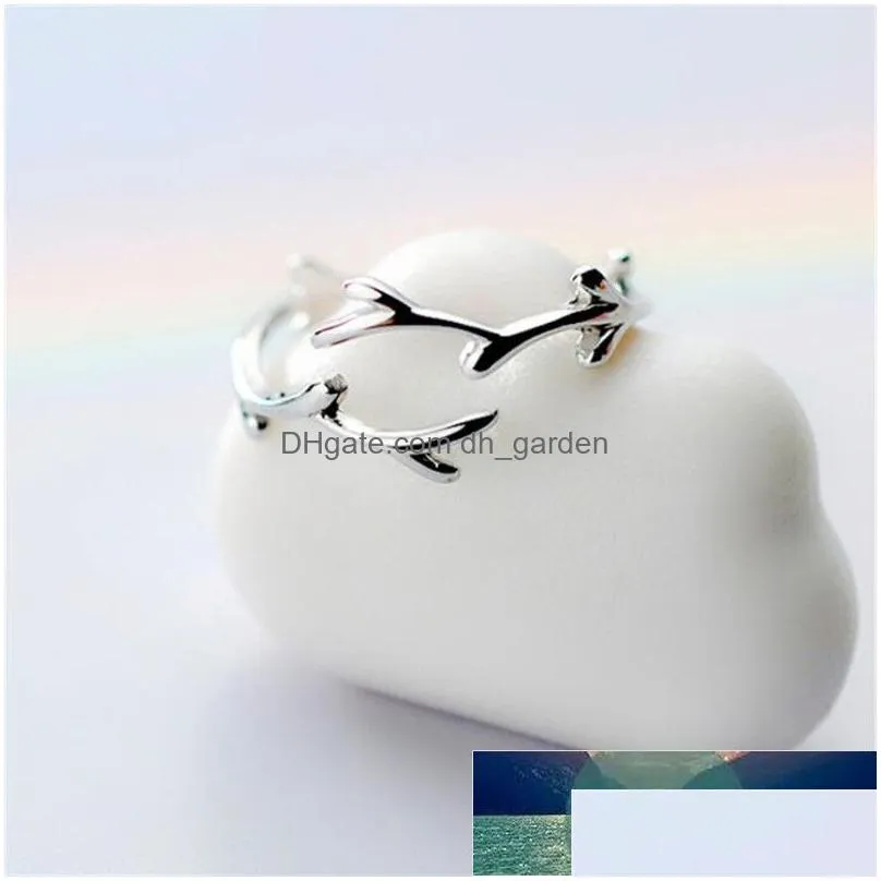 new simple fashion antler 925 sterling silver jewelry personality branch popular leaf opening rings r039 factory price expert design quality latest style