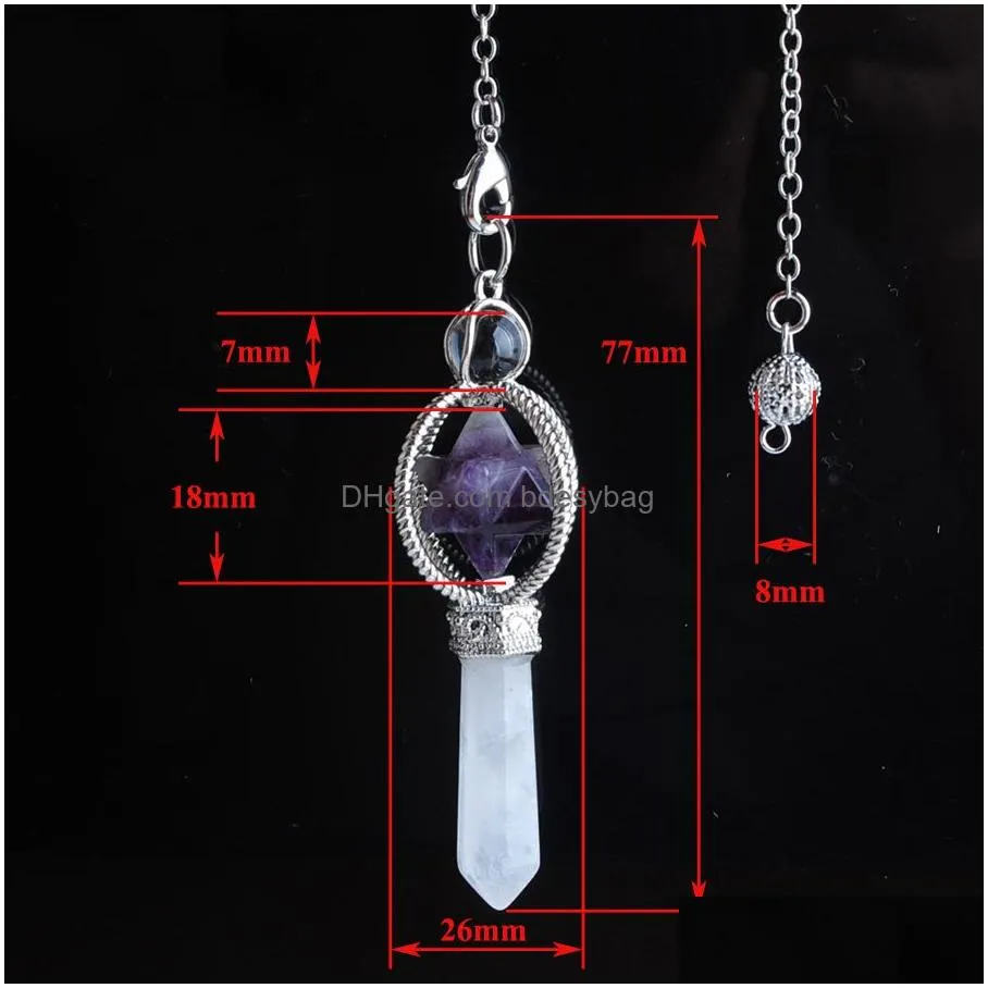 star hexagonal pendants merkabah reiki pendulum chain natural gem stone charms healing amulet europe fashion jewelry bn385