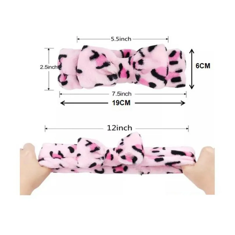 leopard headband party favor coral fleece ladies wash face headbands bow hair band 6 colors