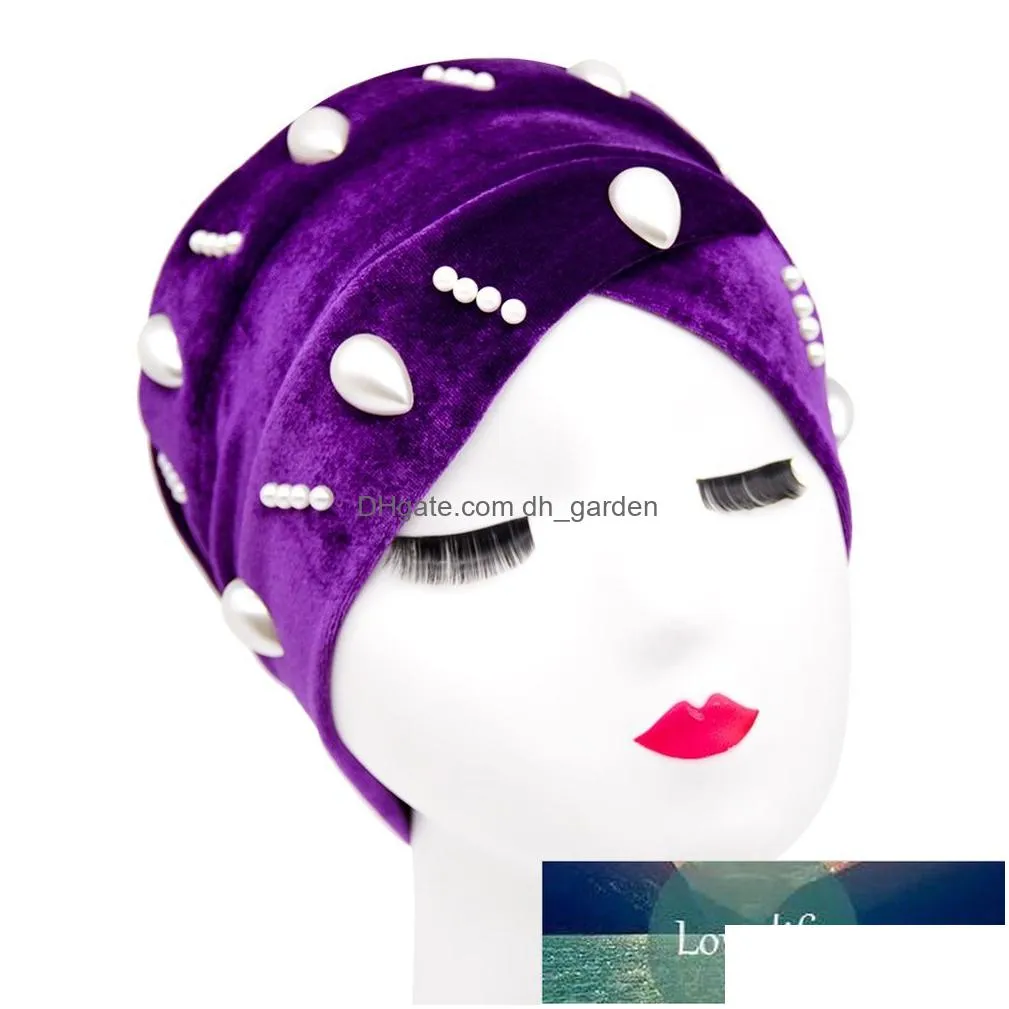 new wrap hair loss head scarf muslim womens turban cap cancer chemo hat beads braid headcover factory price expert design quality latest style original
