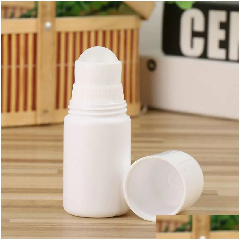 white plastic roll on bottle refillable deodorant  oil perfume bottles 30ml 50ml portable personal cosmetic containers