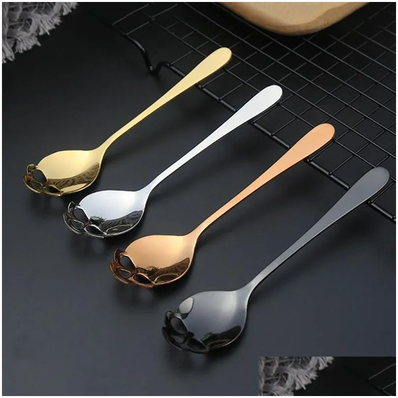 stainless steel sugar skull spoon creative cutlery dessert coffee scoop food grade candy teaspoon kitchen tableware 4colors