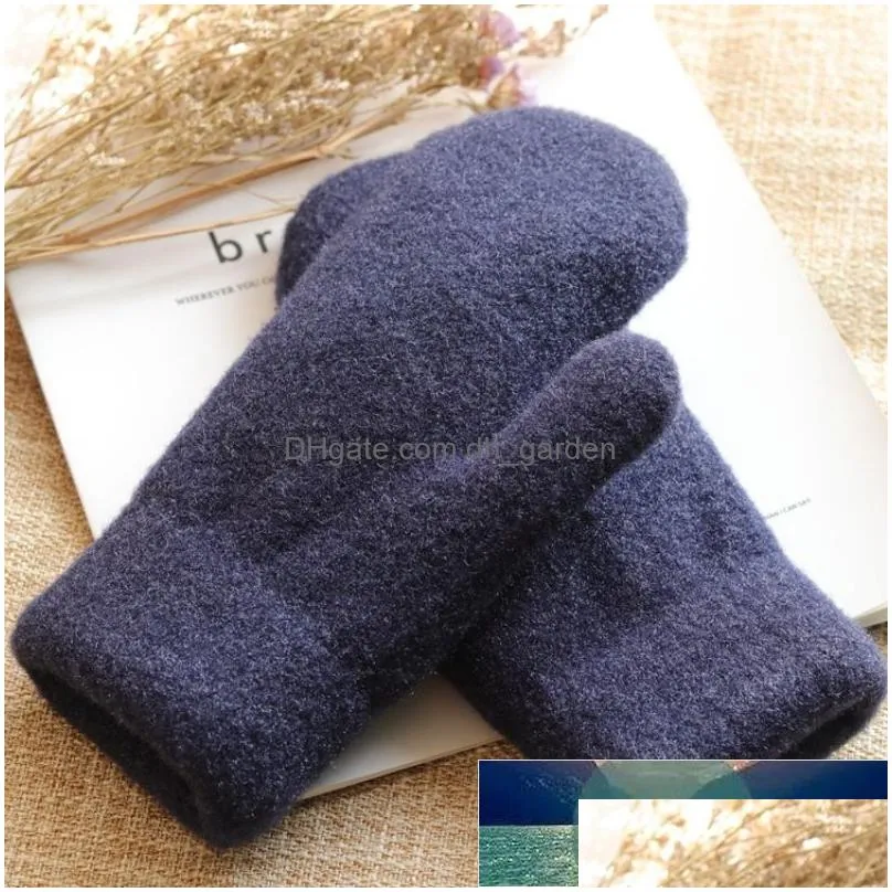 new women winter keep warm plus velvet inside thicken cute lovely simple style cycling soft solid full fingers mittens gloves factory price expert design