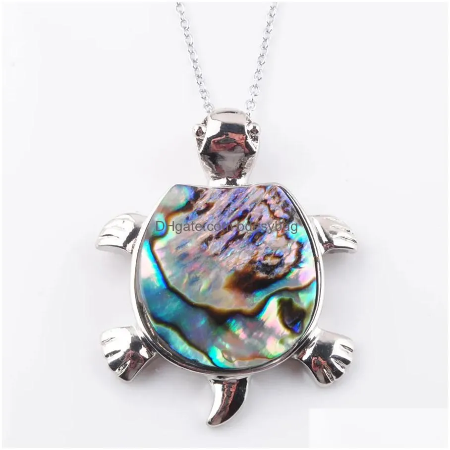  abalone turtle necklaces pendants natural pearl shell beads chain reiki women men jewelry n3648