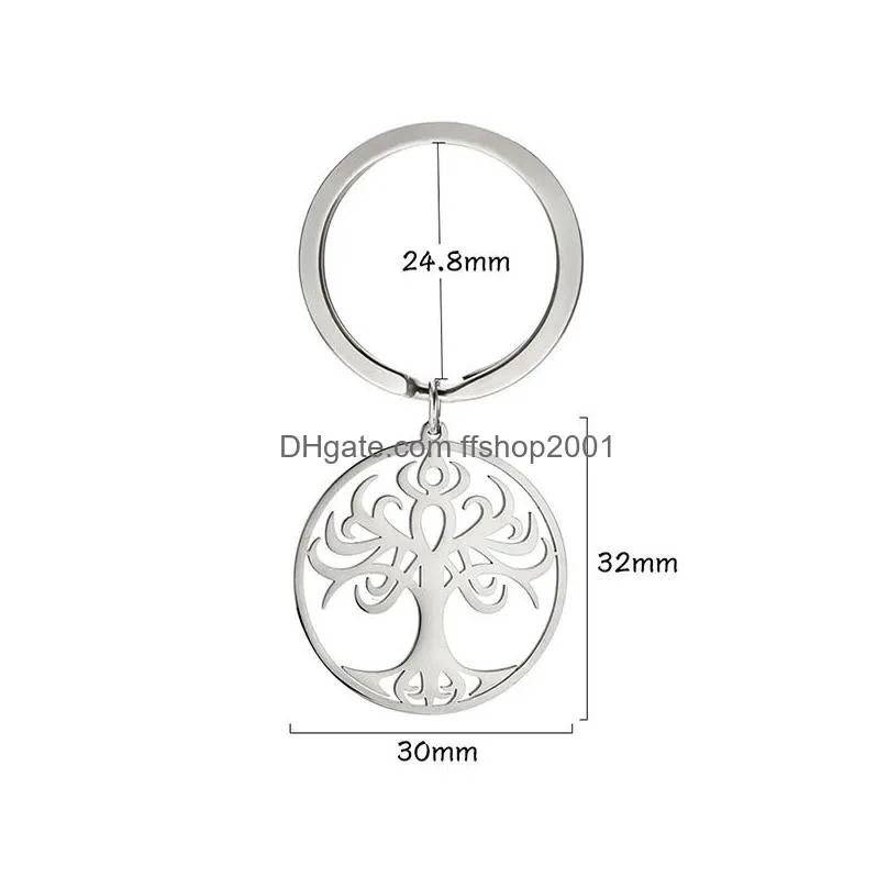 life tree pendant keychain stainless steel keychains keyring thanksgiving mothers day gift key chain