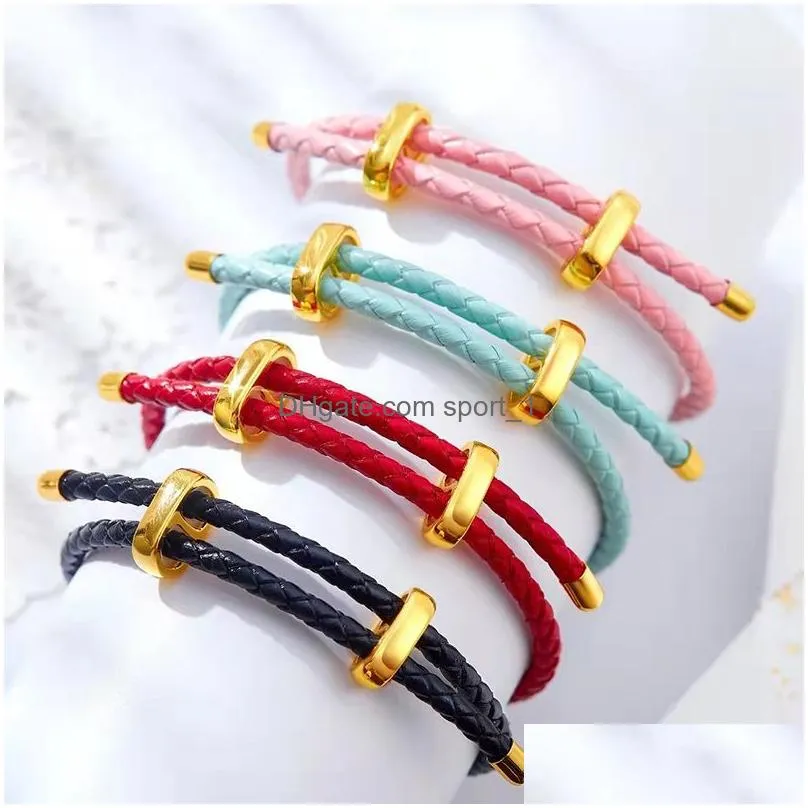 stainless steel thread strands beaded bracelets lucky bangle bracelet femme braided rope adjustable jewelry friendship gifts