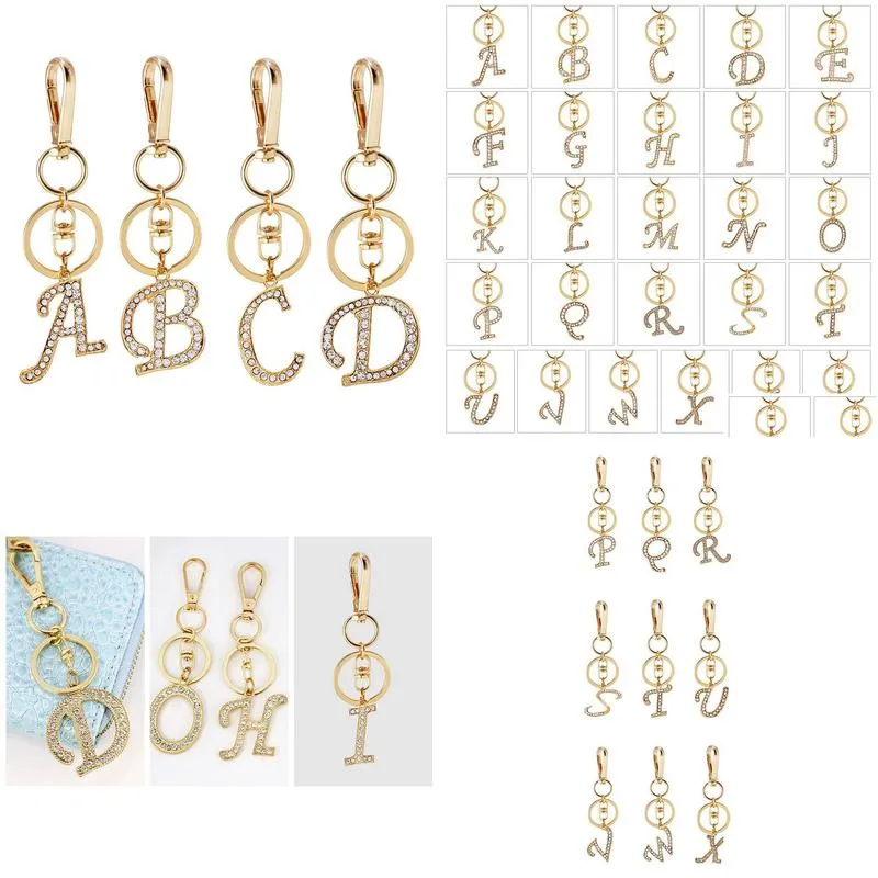 26 letter keychain pendant zinc alloy diamond keychain keyring diy fashion accessories key chain
