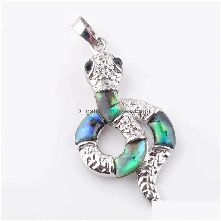 natural colourful  abalone shell pearl pendant necklace snake beads women men charms reiki jewelry n3647