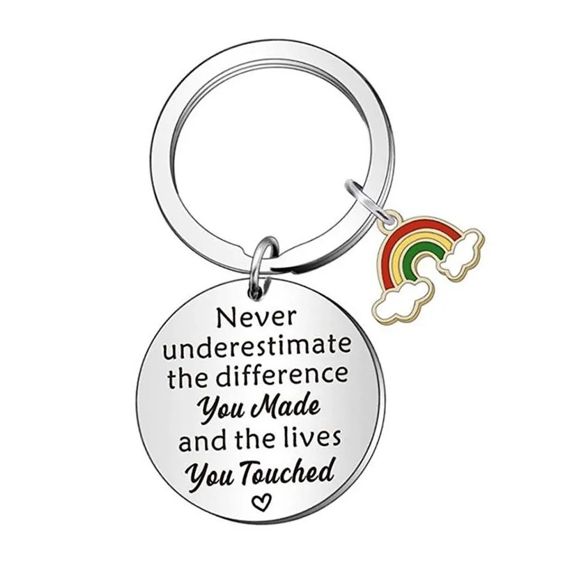 teachers day keychain fashion rainbow pendant key chain car keychains creative gift keyring