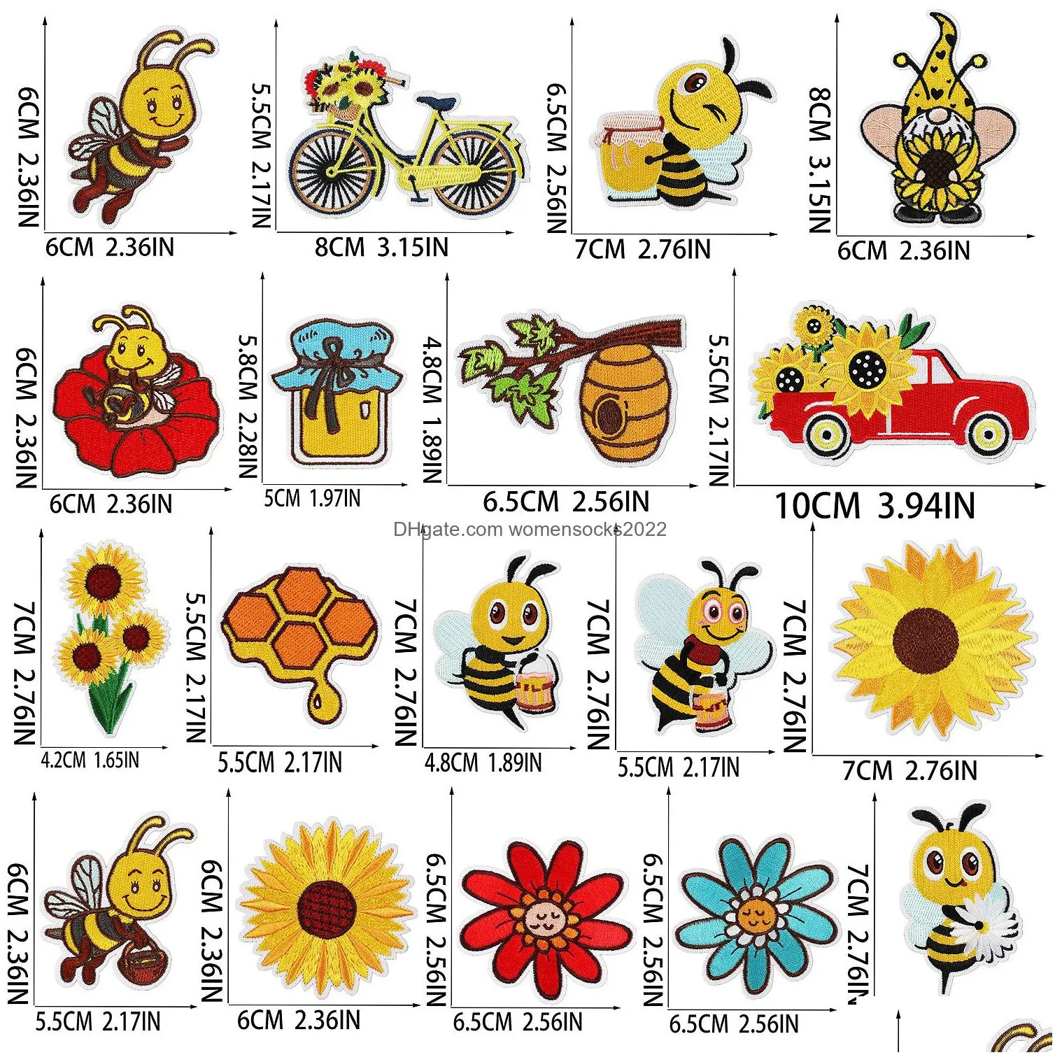 notions 18 pieces bee flower embroidered iron ones cute sunflower bike applique for clothing dress hat jeans sewing